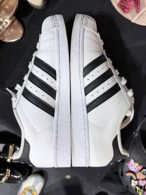 Adidas White & Black Classic Superstars Shell Toe Sneakers for Women